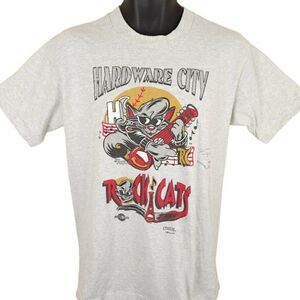 Vintage Hardware City Rock Cats T Shirt Mens Size Medium Gray MiLB Made In USA